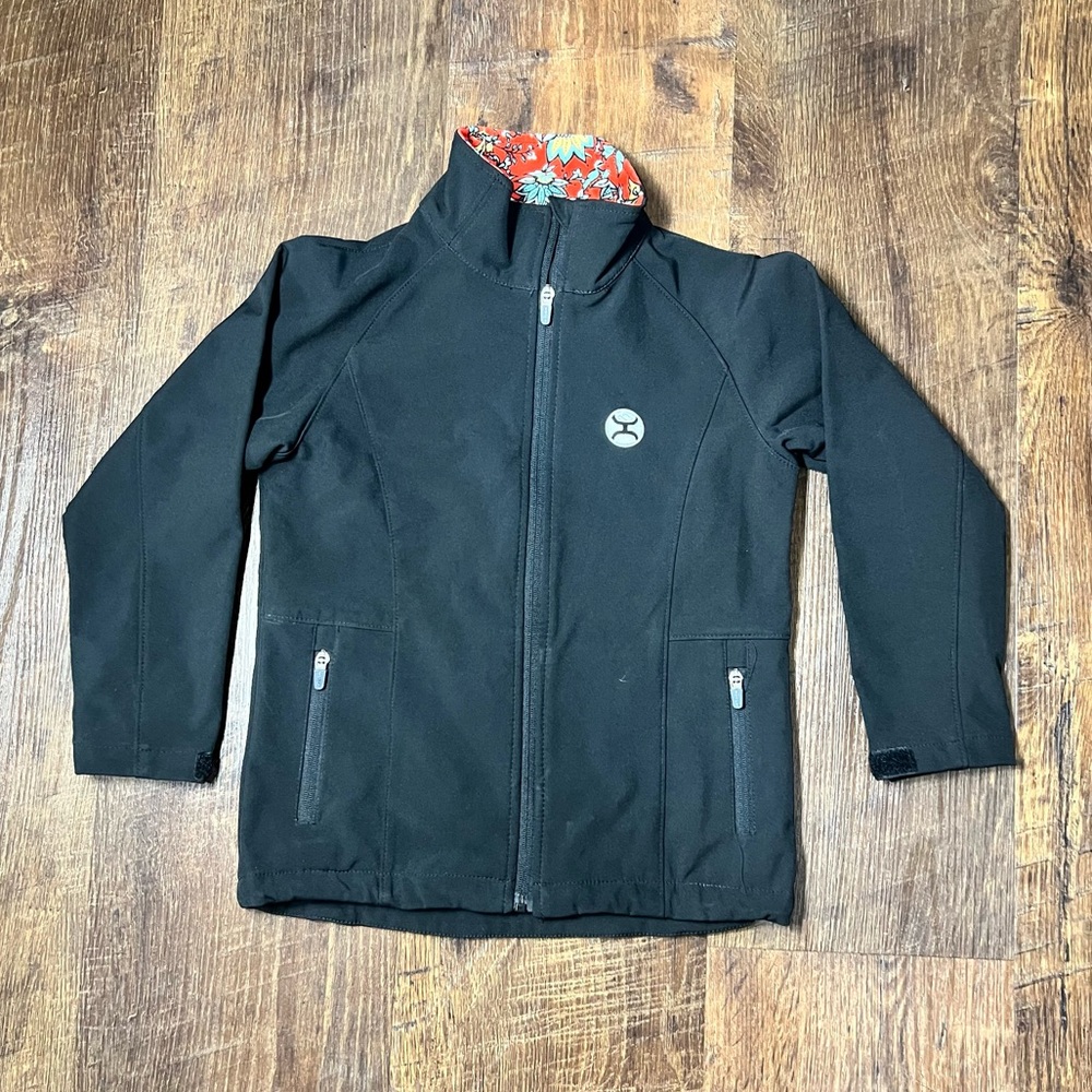 Hooey Size M Girls Soft Shell Jacket Black Red Floral Lined